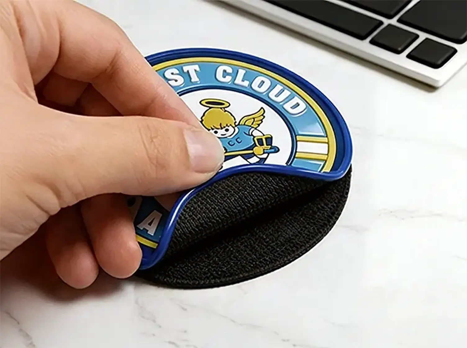 peel off the velcro patches