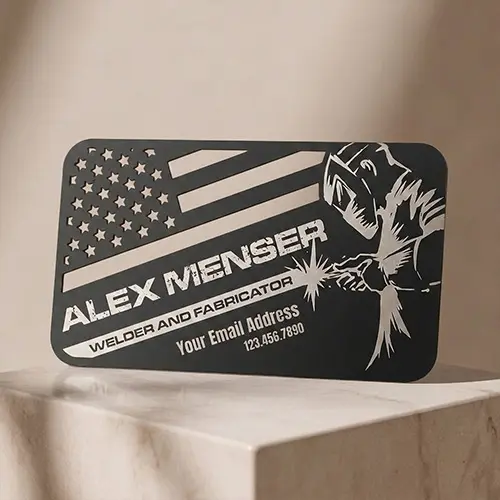 American Flag Welding Cutout Black Metal Card American Flag Welding Cutout Black Metal Card