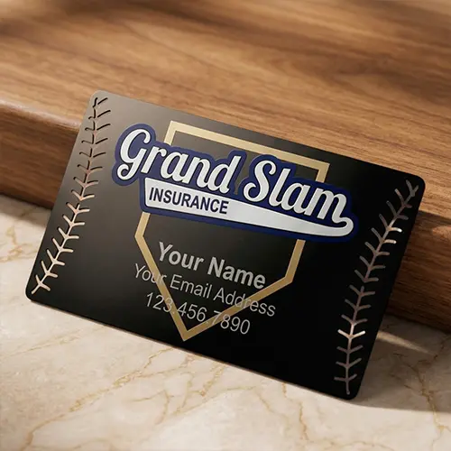 Baseball Design Cut Out Black Metal Business Card Baseball Design Cut Out Black Metal Business Card