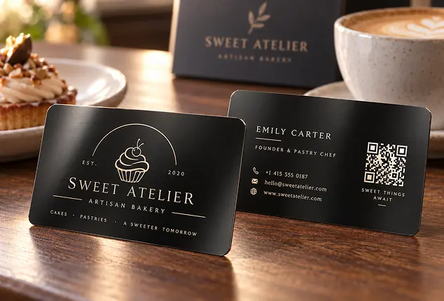 Black metal business cards Black metal business cards
