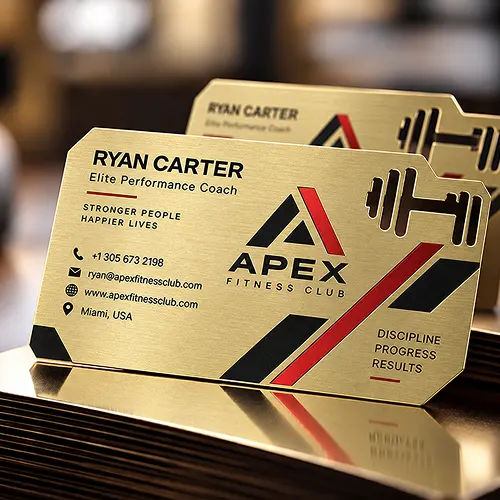Fitness Club Gold Metal Business Card