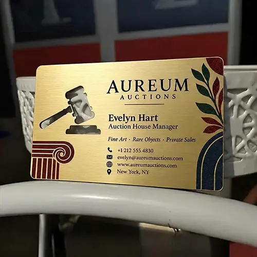 Auction Gold Metal Business Card