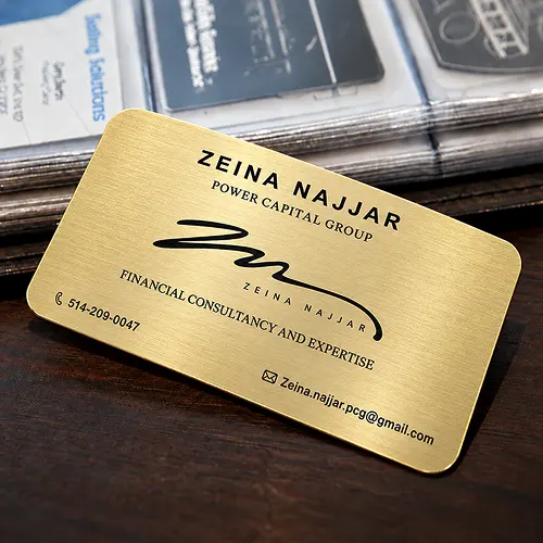 Minimalist Screen Printing Gold Metal Card