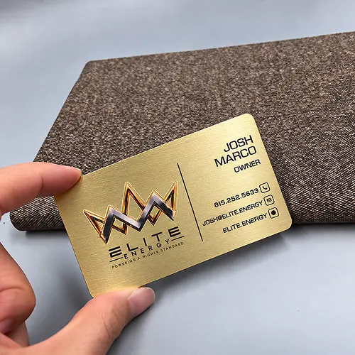 Gold Metal Business Card with Crown Design