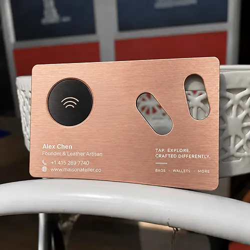 Rose Gold Cutout Metal NFC Business Cards Rose Gold Cutout Metal NFC Business Cards