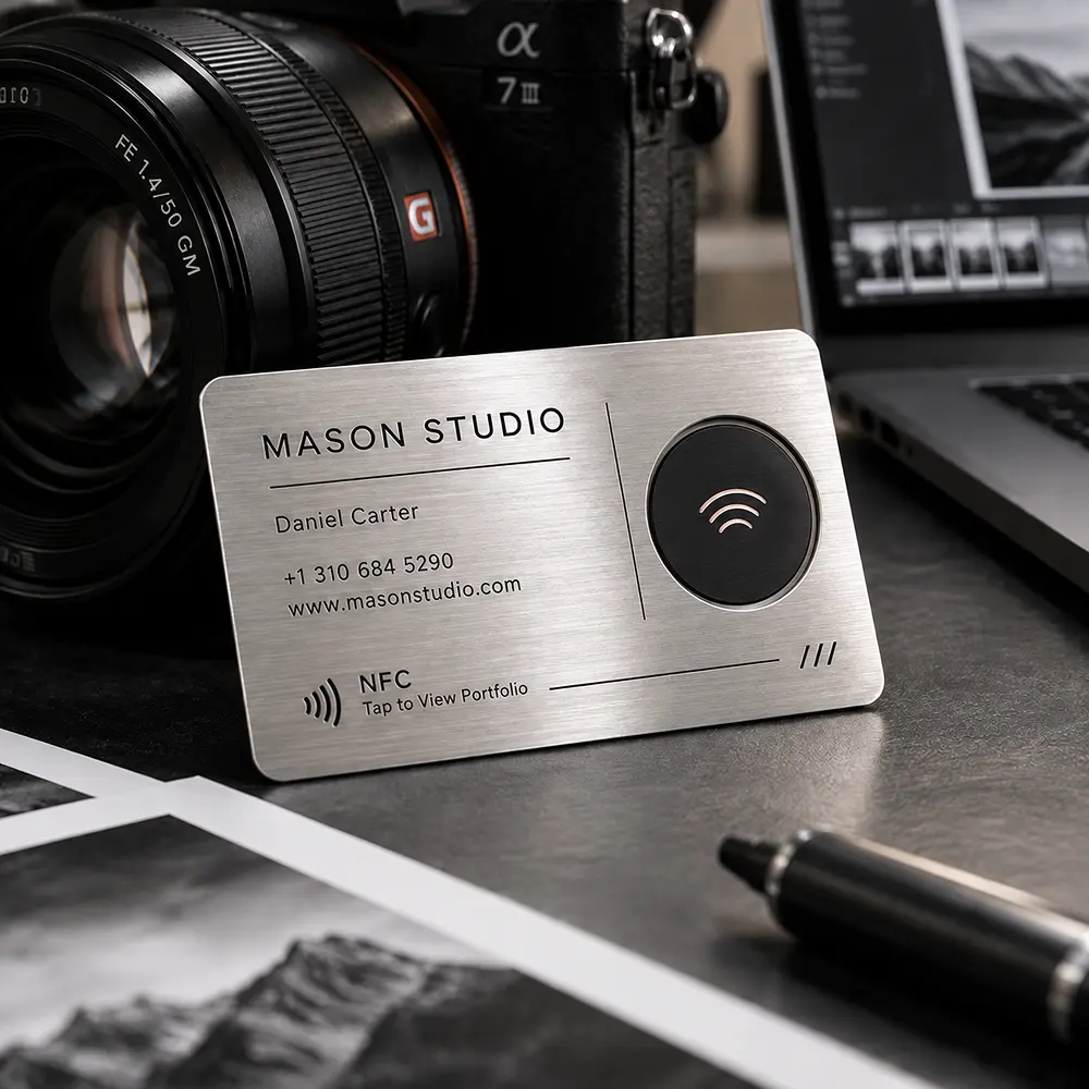 Brushed Silver NFC Metal Business Cards Brushed Silver NFC Metal Business Cards
