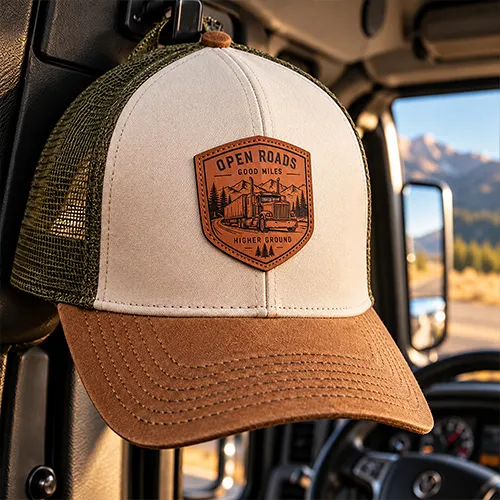 Custom Leather Patches for Custom Trucker Hats
