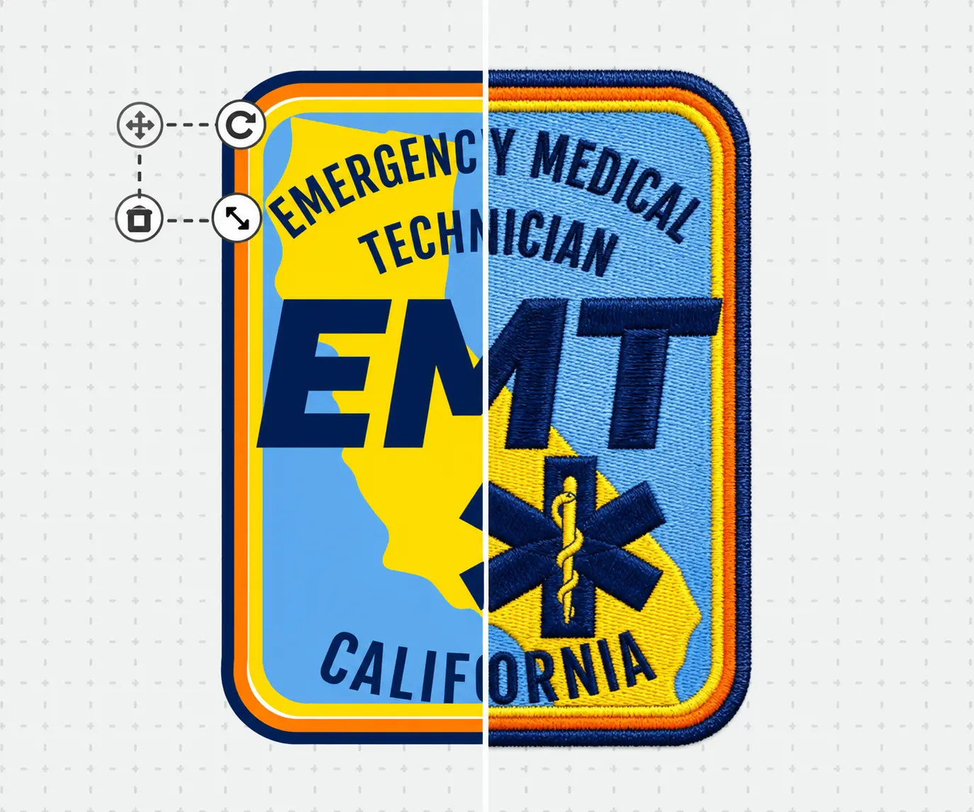 Custom EMT Patch Design With Embroidered Lettering