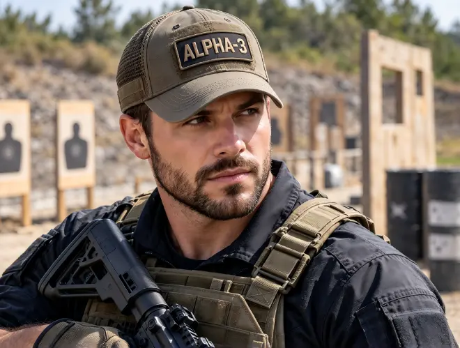 Custom call sign embroidered patch on tactical hat