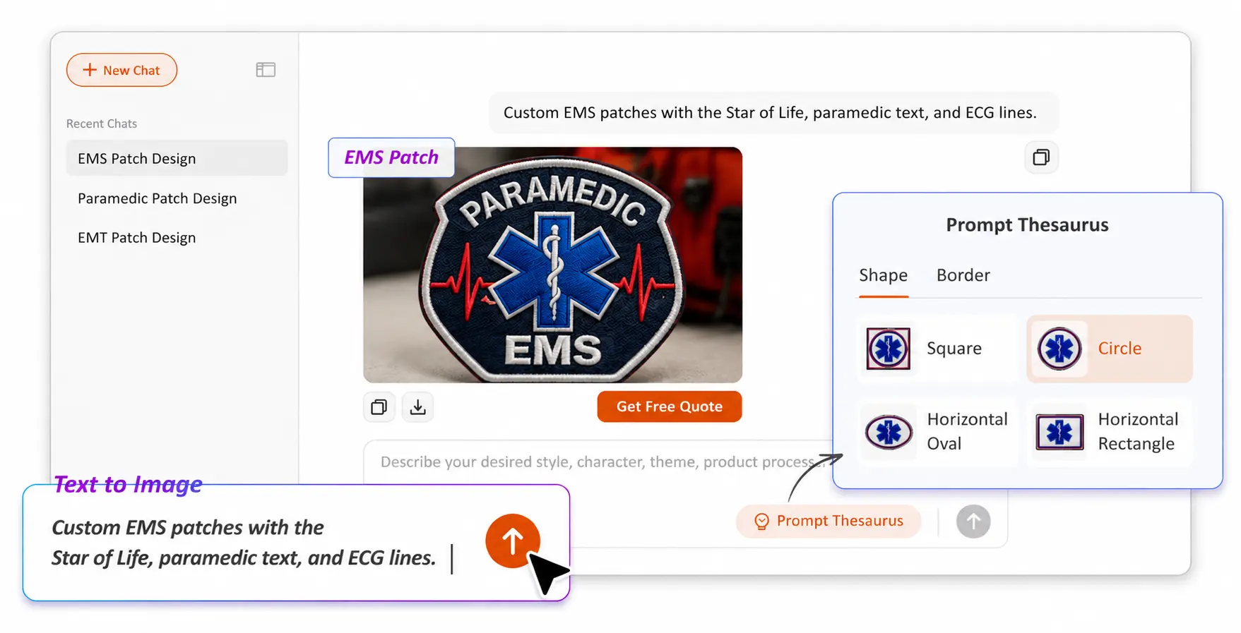 AI EMS Patch Designer With Custom Paramedic Patch Preview