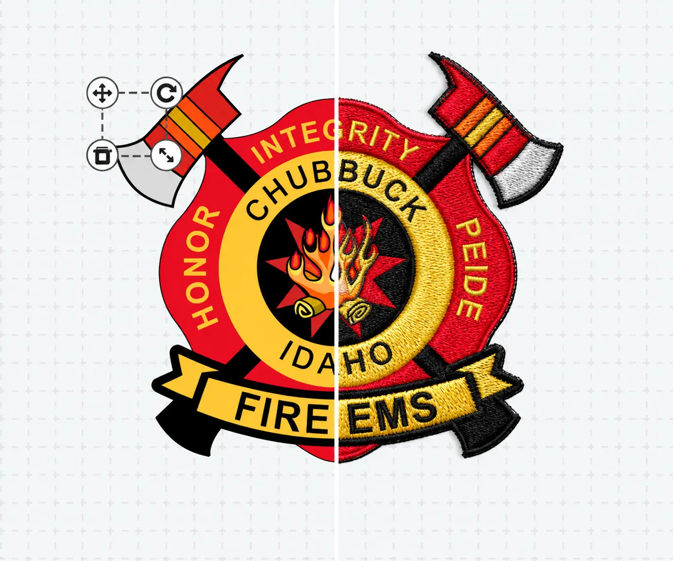Custom Fire and EMS Patch Design With Embroidered Details