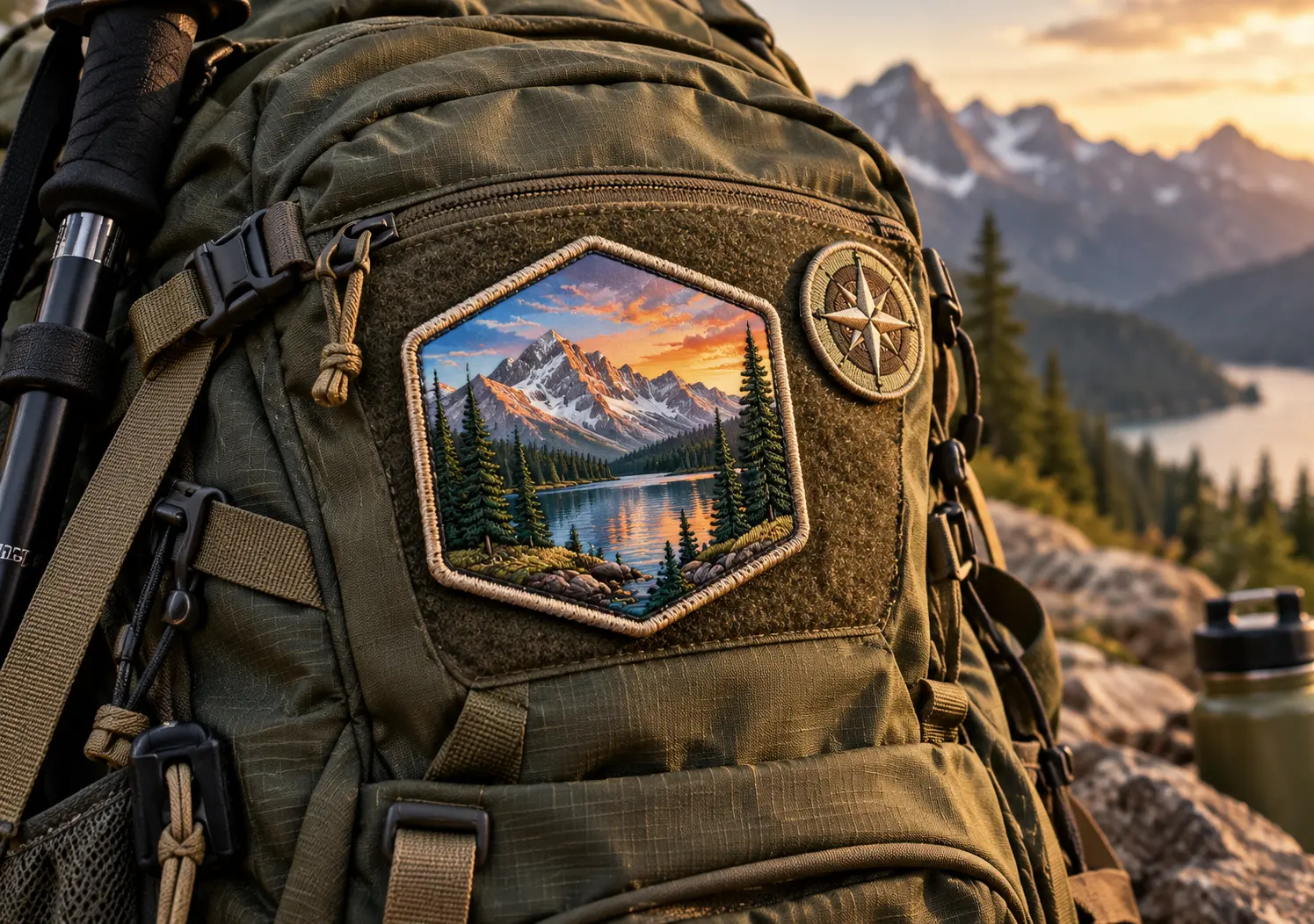 Embroidered and Printed Backpack Patches with Colorful Mountain Scenery Embroidered and Printed Backpack Patches with Colorful Mountain Scenery