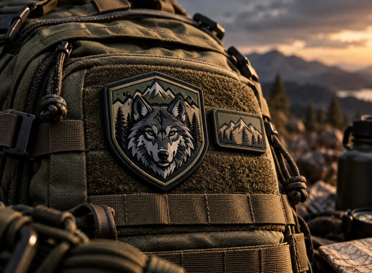 Tactical Backpack Patches with Wolf Design