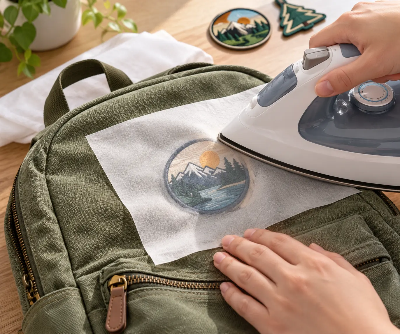 Iron On Backpack Patches Applied with a Protective Cloth Iron On Backpack Patches Applied with a Protective Cloth