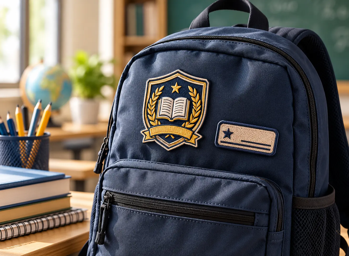 School Backpack Patches with Embroidered Crest