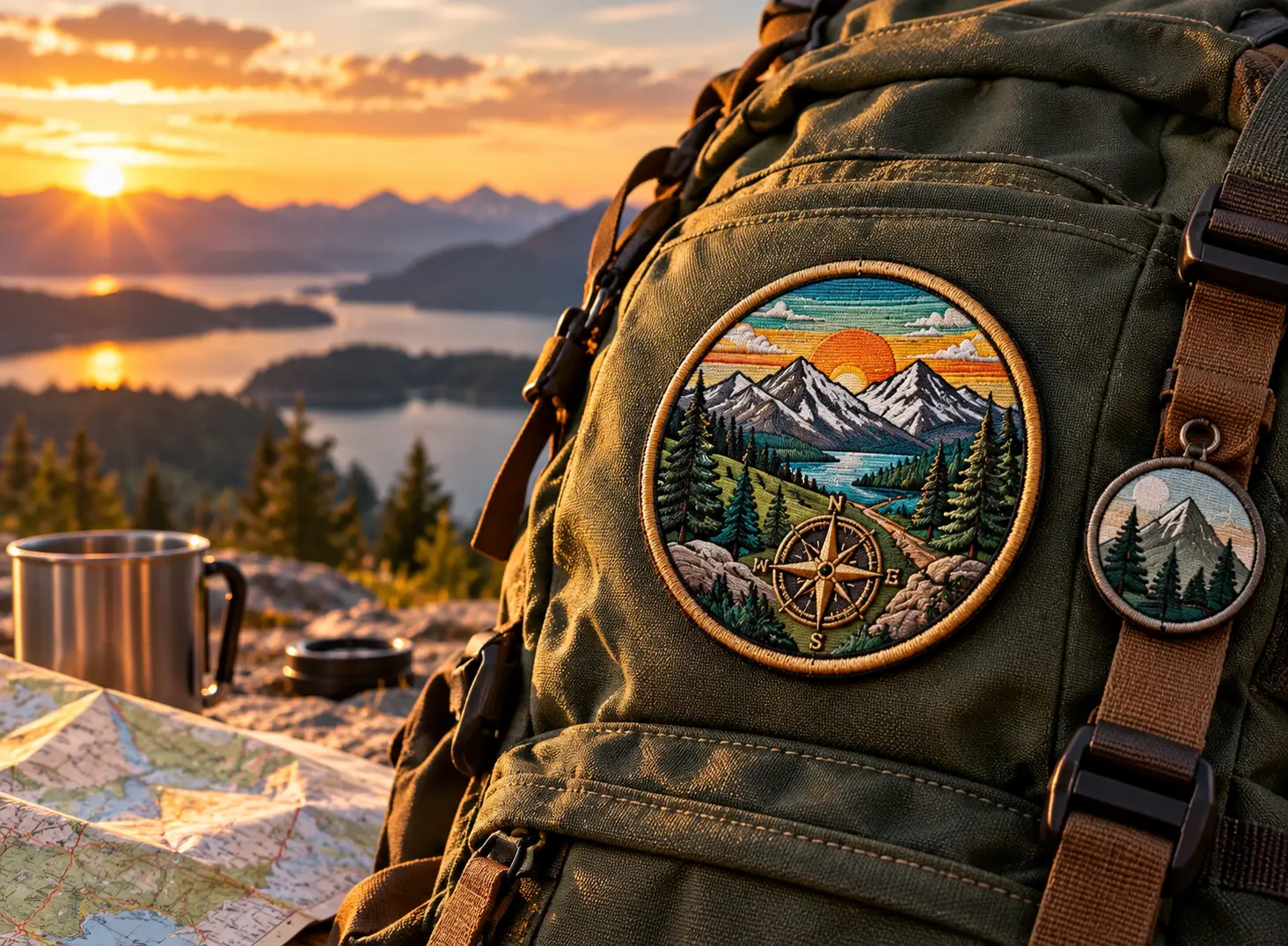 Hiking Backpack Patches with Mountain Designs