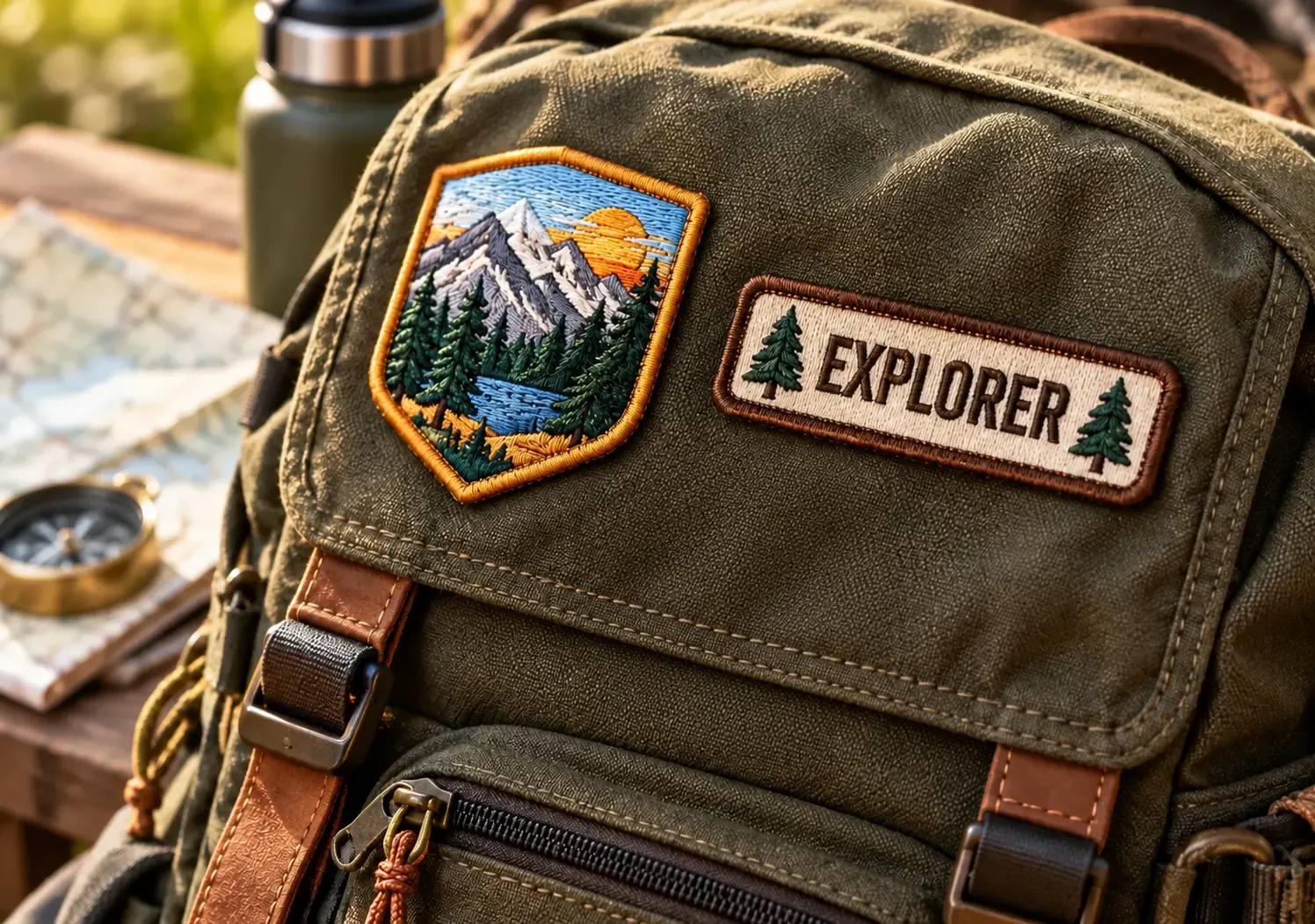 Embroidered Backpack Patches with Colorful Mountain and Camping Designs Embroidered Backpack Patches with Colorful Mountain and Camping Designs