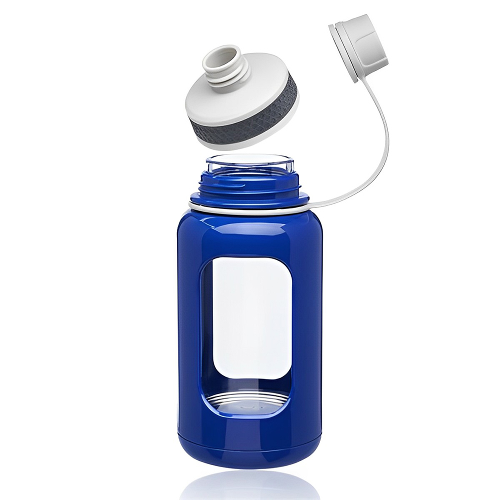 Custom 22 Oz Glass Sports Water Bottle Blue