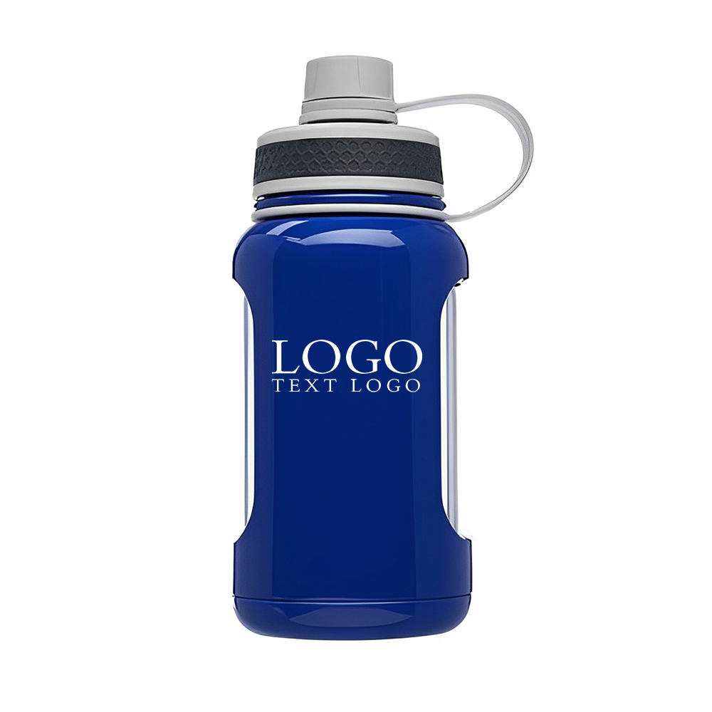 Custom 22 Oz Glass Sports Water Bottle Blue With Logo