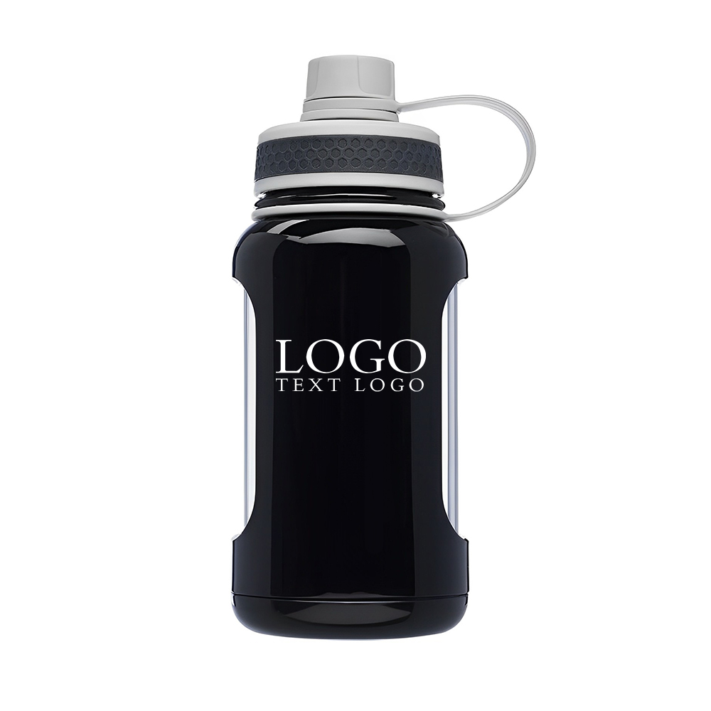 Custom 22 Oz Glass Sports Water Bottle Black With Logo