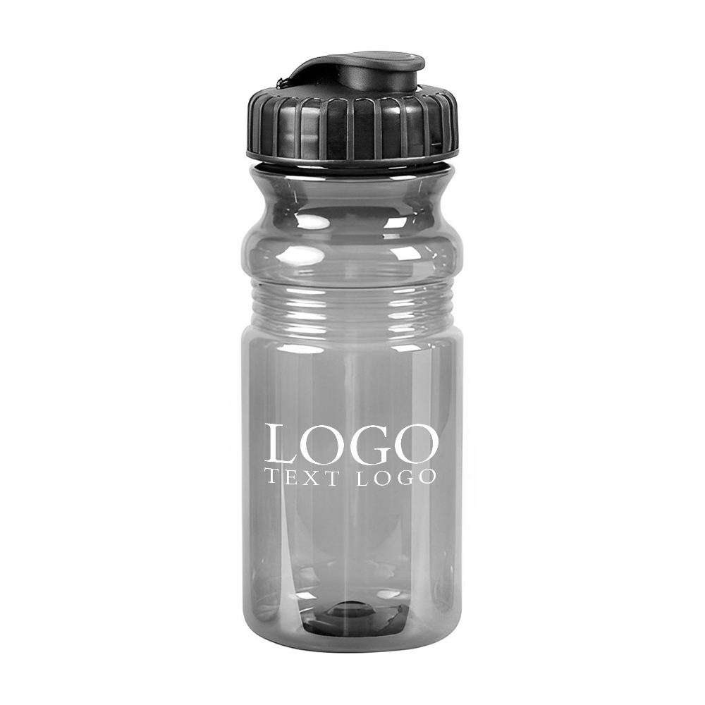 Custom 20 Oz Translucent Sport Bottle with Snap Cap Translucent Smoke With Logo