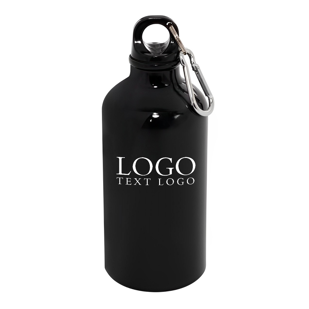 Custom 17 Oz Aluminum Water Bottles Black With Logo