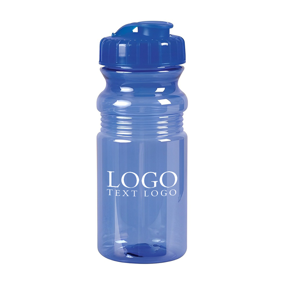 Custom 20 Oz Translucent Sport Bottle with Snap Cap Translucent Blue With Logo