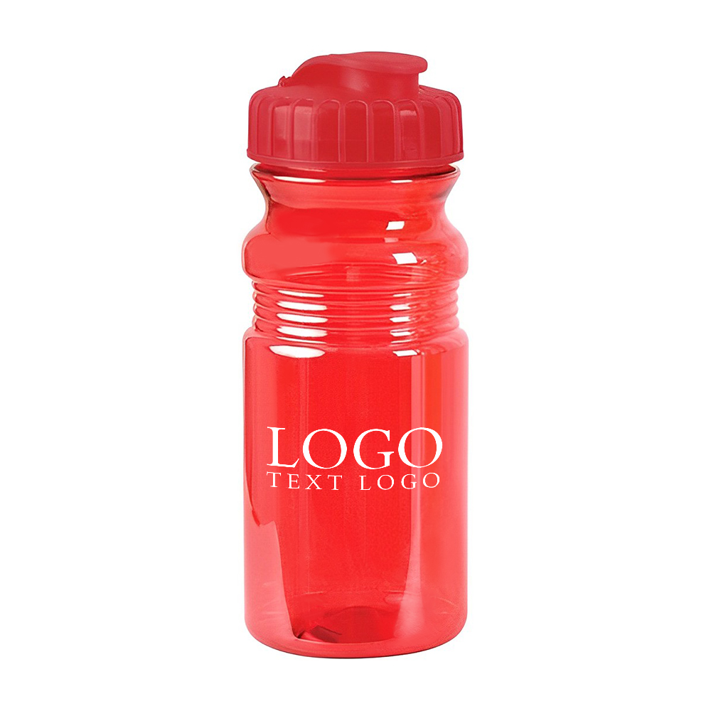 Custom 20 Oz Translucent Sport Bottle with Snap Cap Translucent Red With Logo