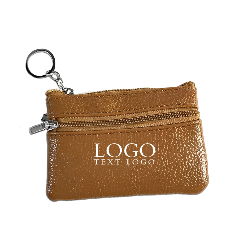 Mini Pu Leather Coin Purse Brown With Logo
