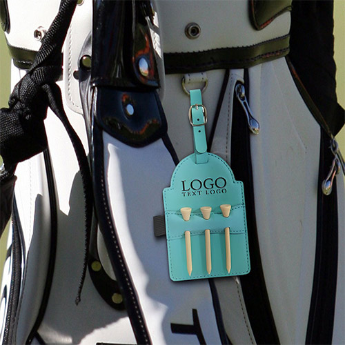Personalized Leatherette Golf Bag Tag With 3 Wooden Tees