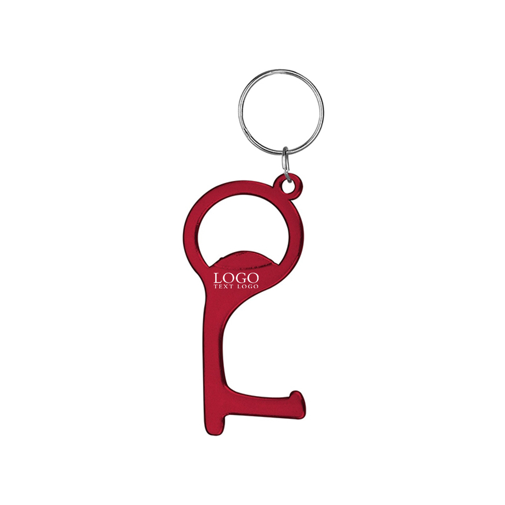 PPE Hygiene Door Opener Closer No-Touch Key Chain Red With Logo