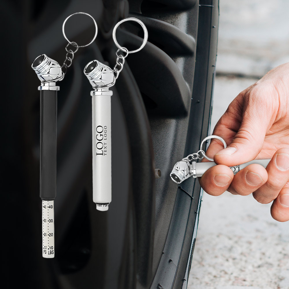 Giveaway Mini Tire Gauge Key Chains Metallic