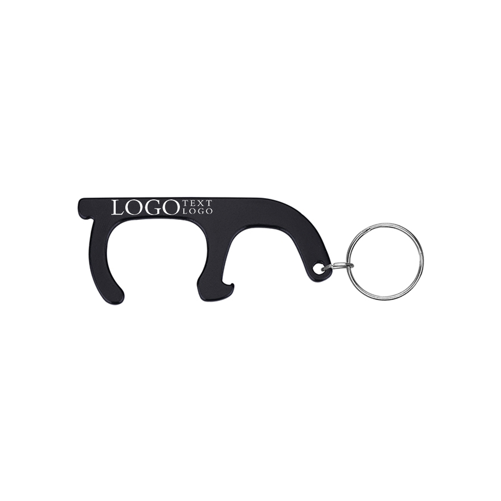 PPE Hygiene Door Opener And No-Touch Key Chain Black With Logo