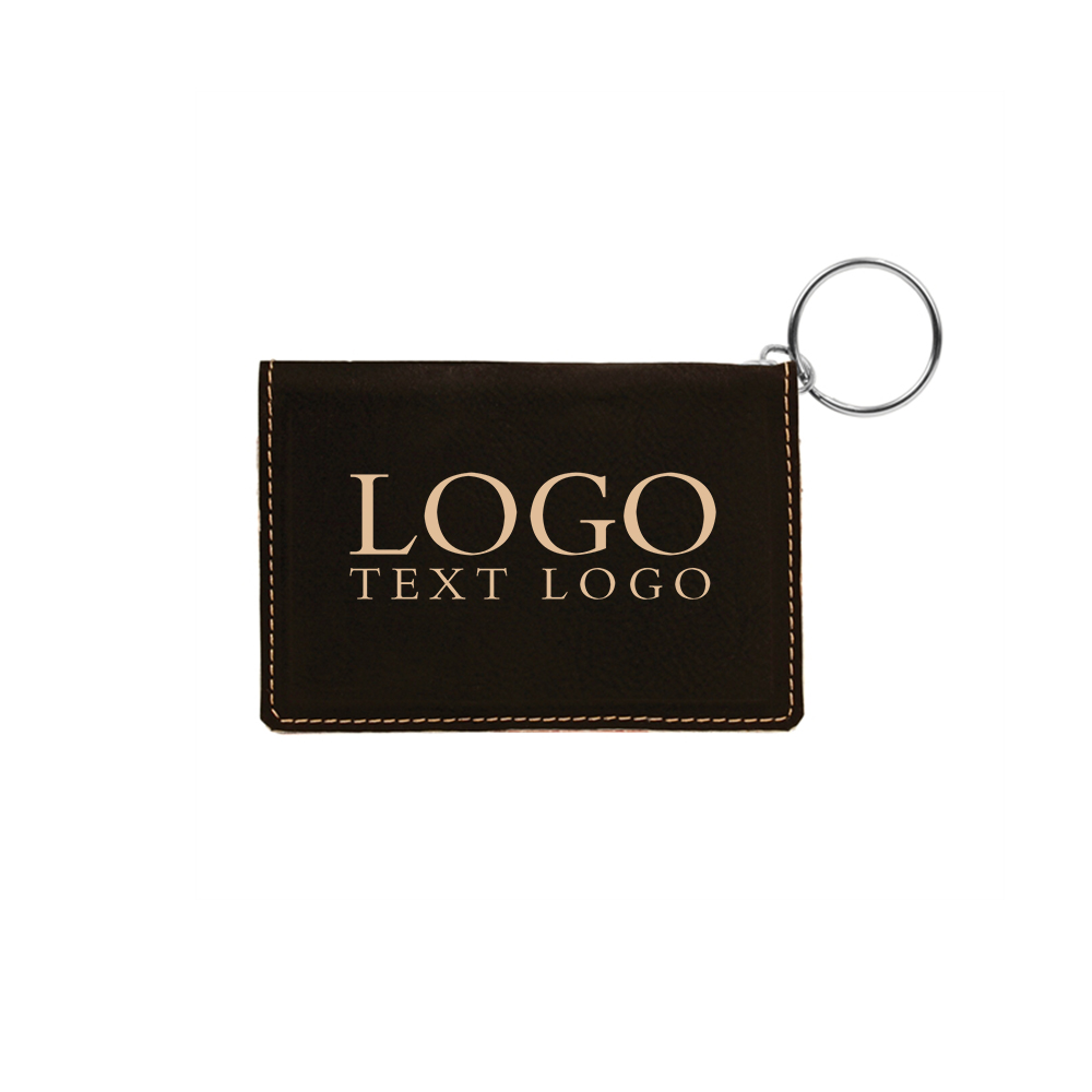 Leatherette Keychain ID Holder Black With Logo