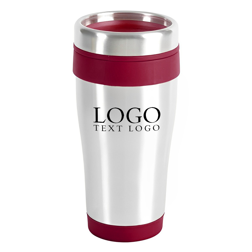 Marketing 16 oz Blue Monday Travel Tumbler Burgundy With Logo