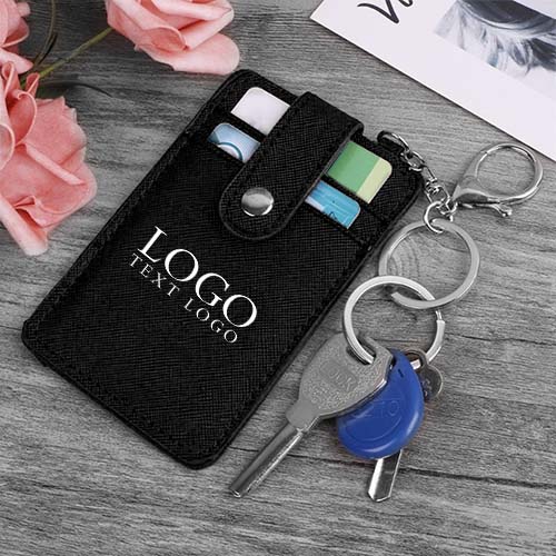 Customized Leather Id Badge Holder With Keychain
