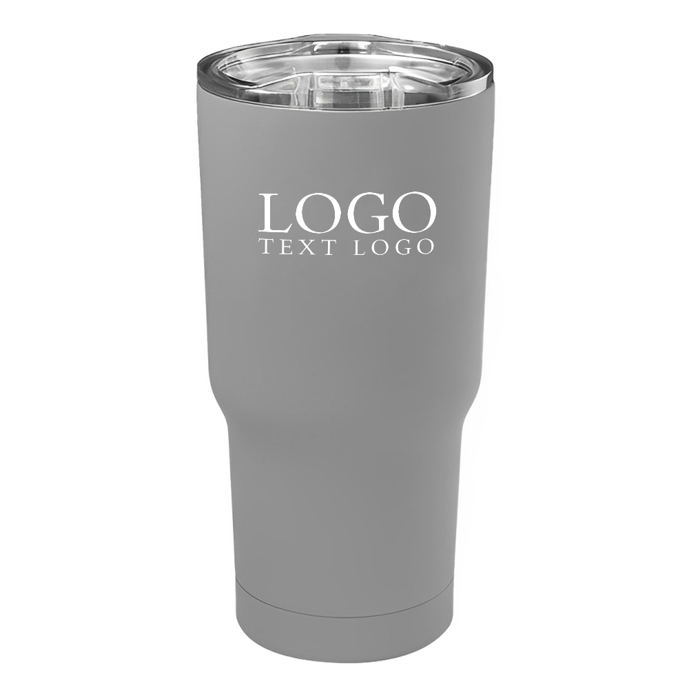 Custom Rubberized Stainless Steel Travel Mugs Grey With Logo