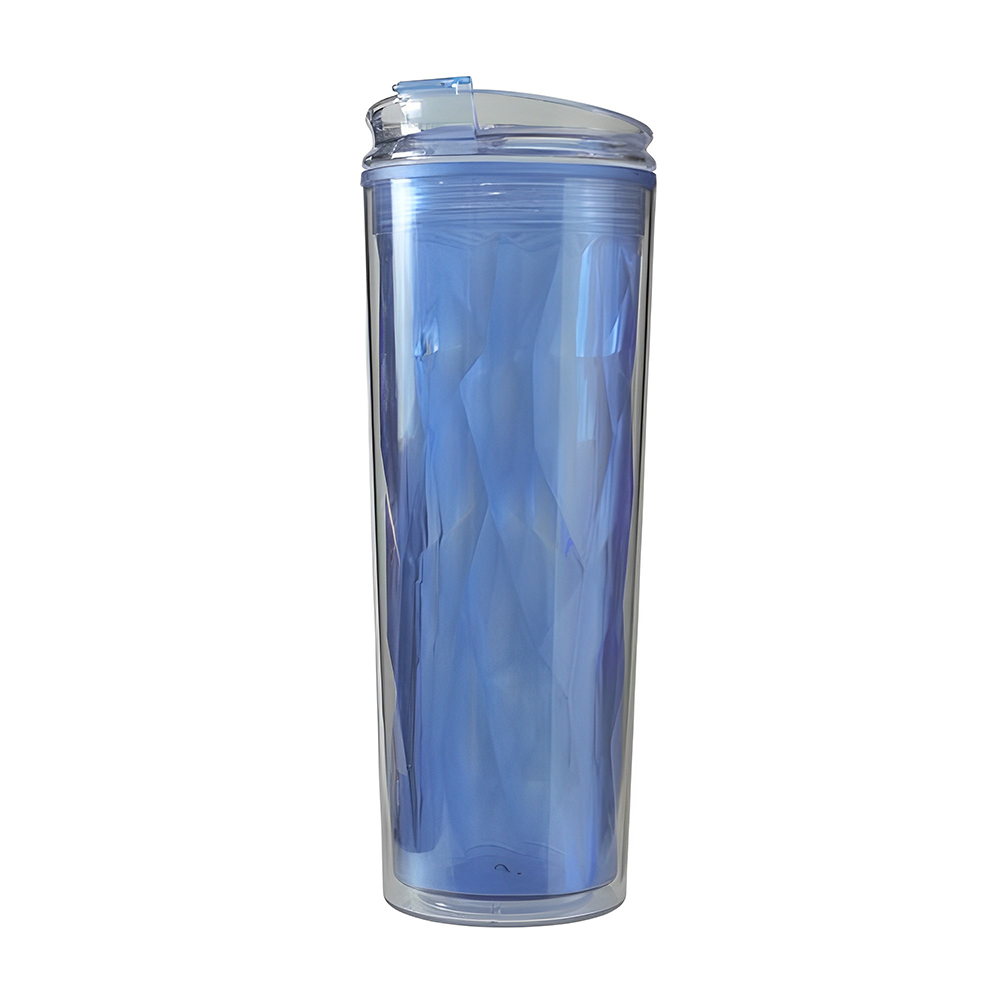Advertising Double Wall Plastic Travel Mug Blue