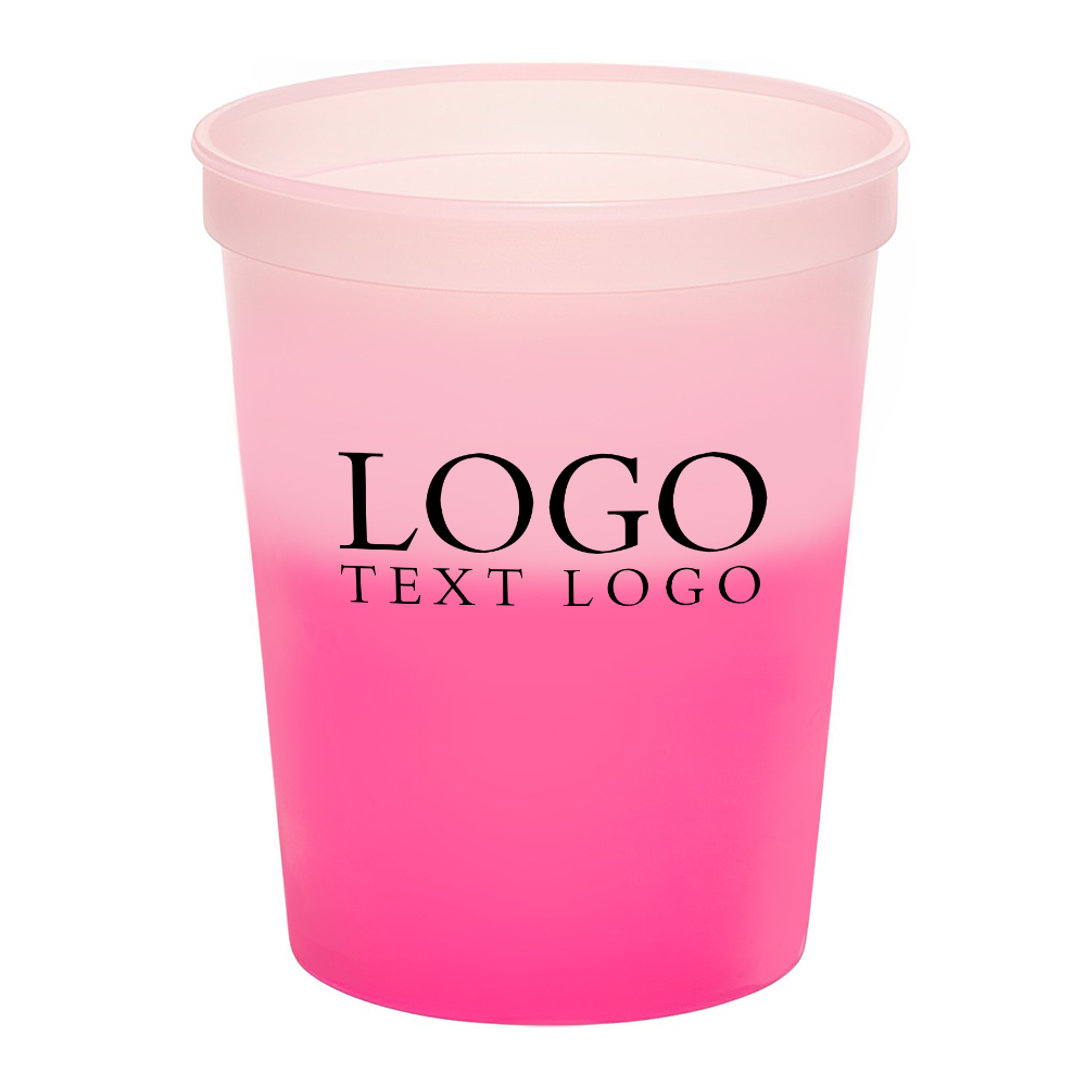 16 Oz Color Changing Mood Stadium Cup Pink With Logo