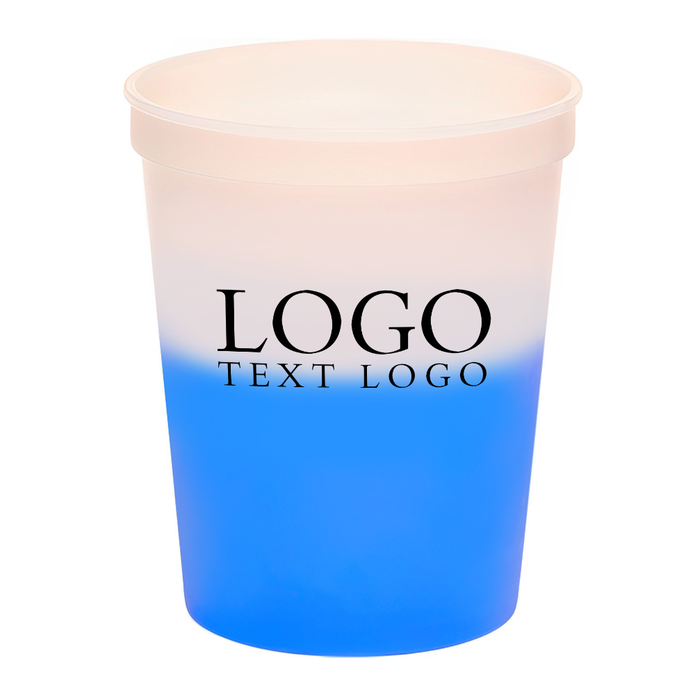 16 Oz Color Changing Mood Stadium Cup Blue With Logo
