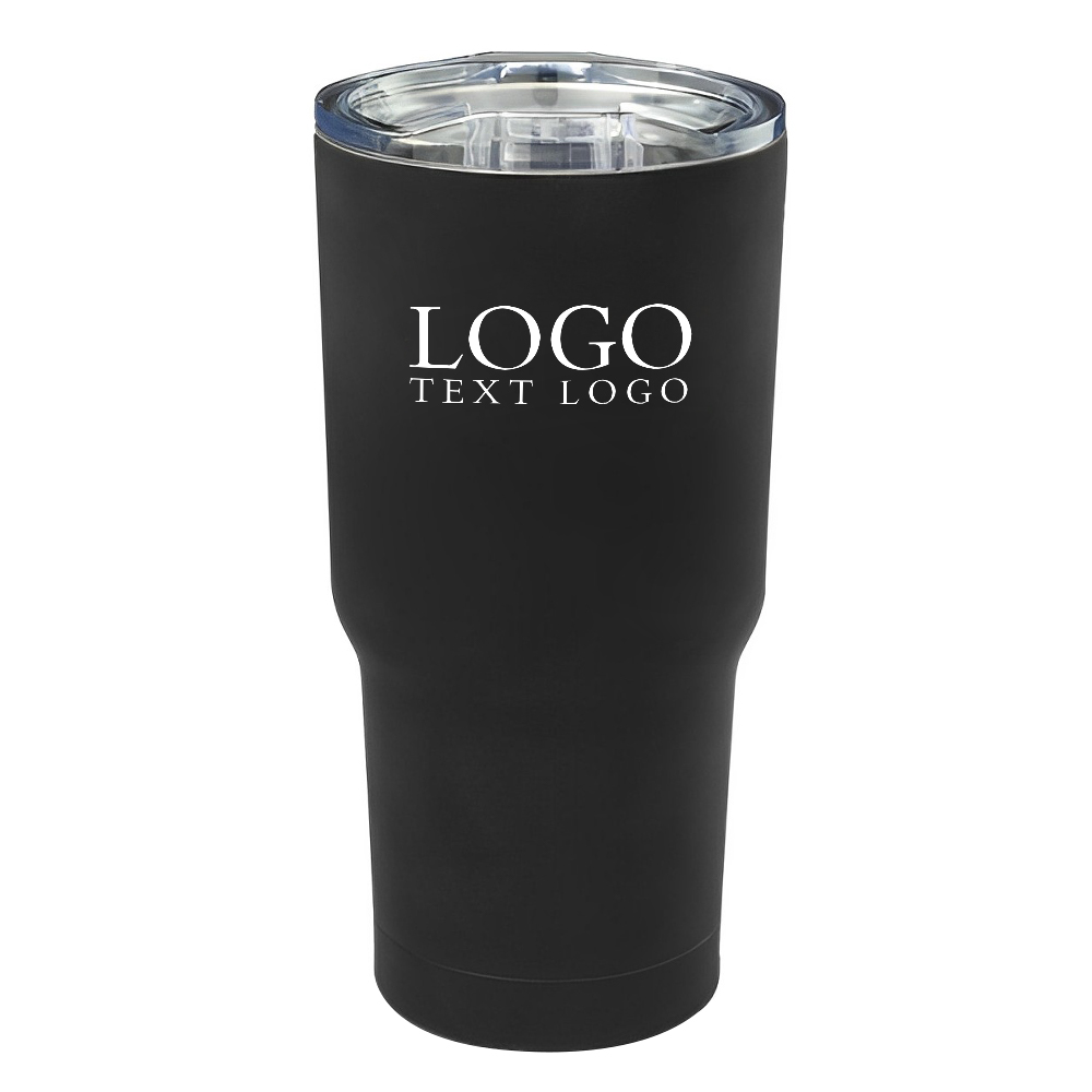 Custom Rubberized Stainless Steel Travel Mugs Black With Logo