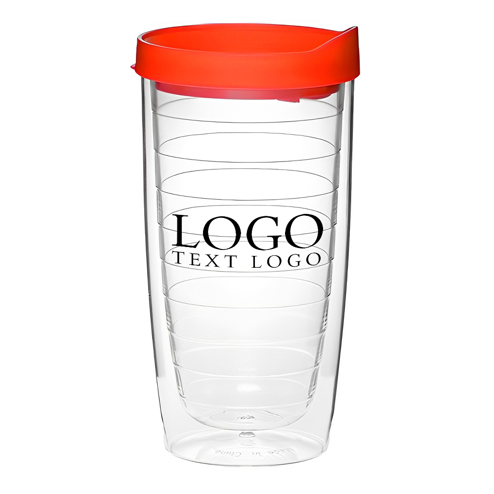 14 Oz Double Wall Acrylic Tumblers Orange With Logo