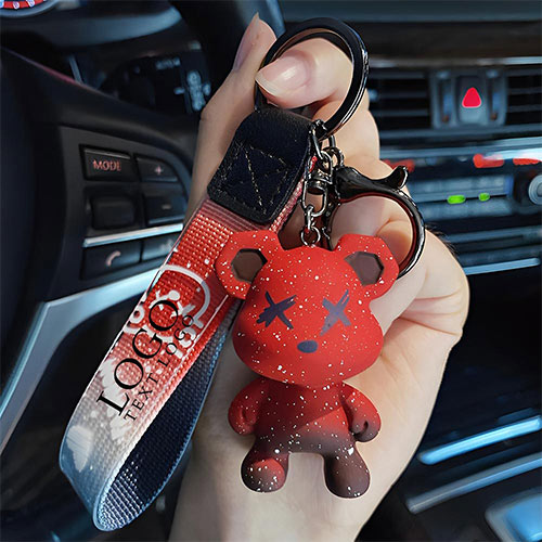 Promotional Gradient Bear Keychain With Custom Logo