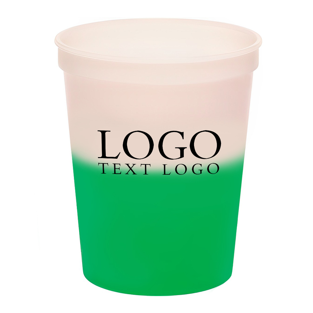 16 Oz Color Changing Mood Stadium Cup Green With Logo