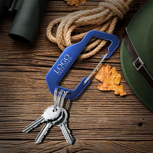 Promotional Aluminum Carabiner Keychain With Three Split Rings