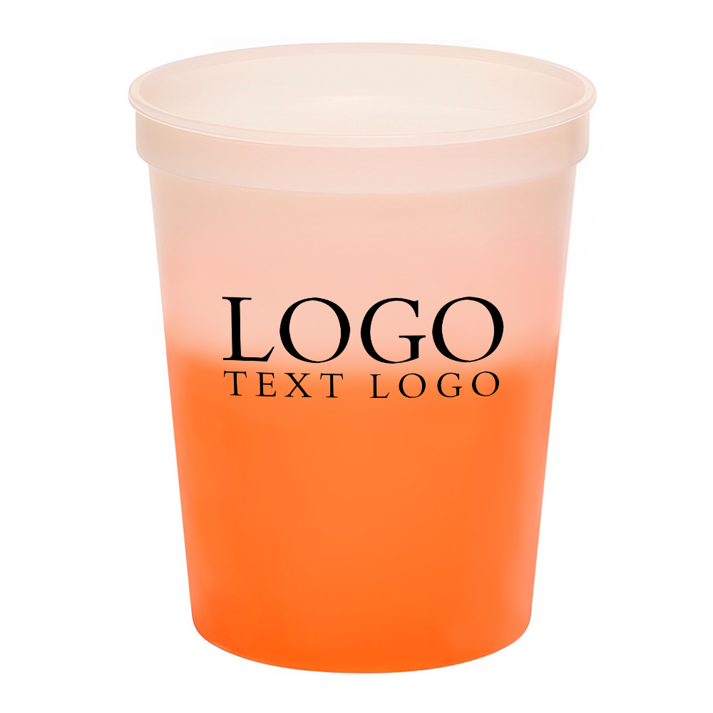 16 Oz Color Changing Mood Stadium Cup Orange With Logo