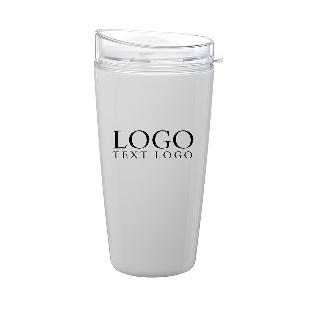 Advertising Verano Plastic Coffee Tumbler White With Logo