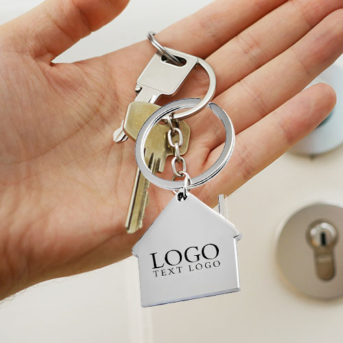 Promotional House Shape Metal Key Tag With Split Ring