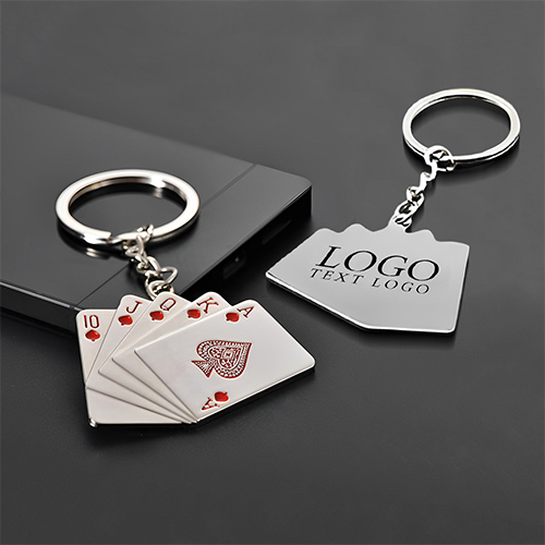 Custom Metal Key Chain With Playing Poker Cards