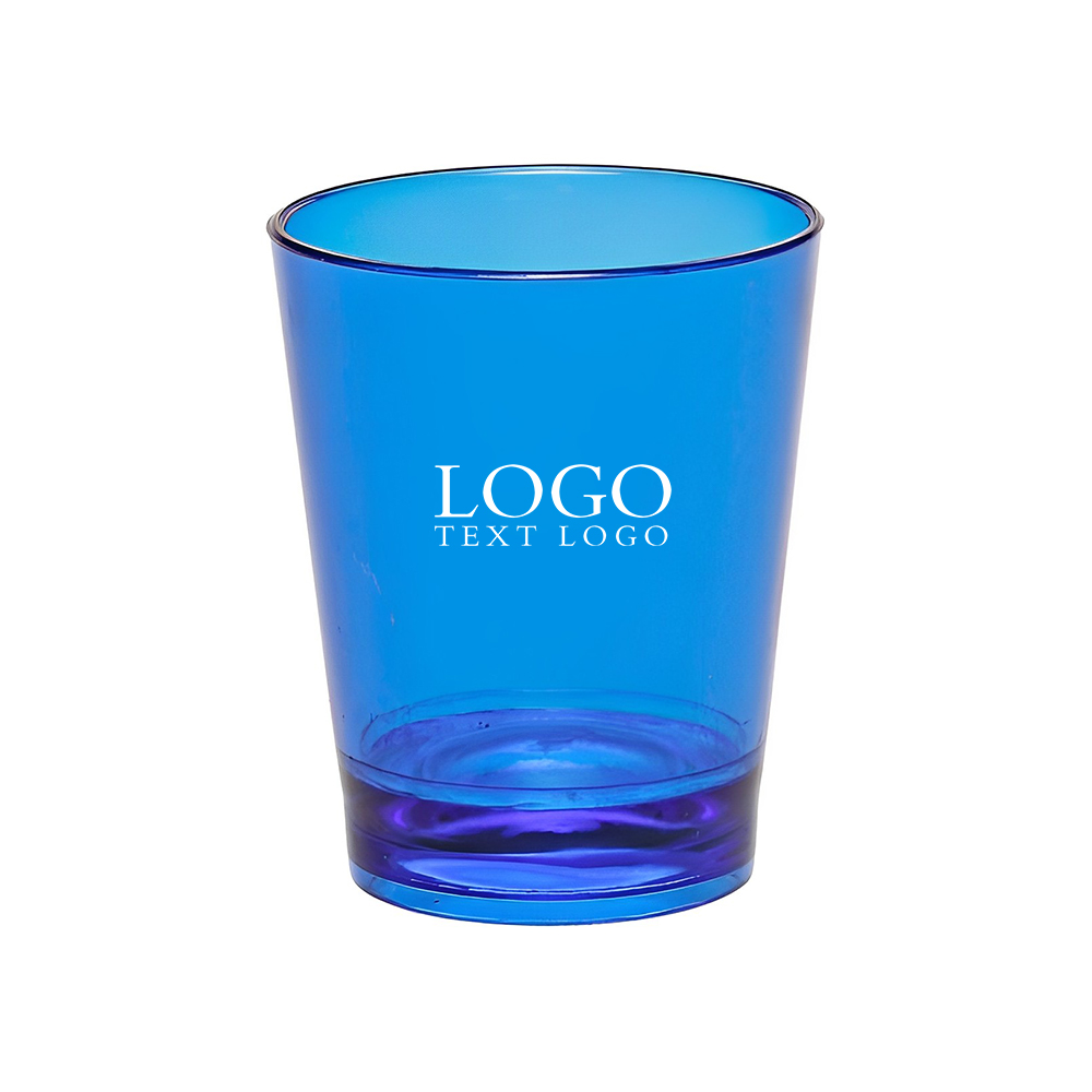 Translucent Plastic Shot Glass Blue With Logo